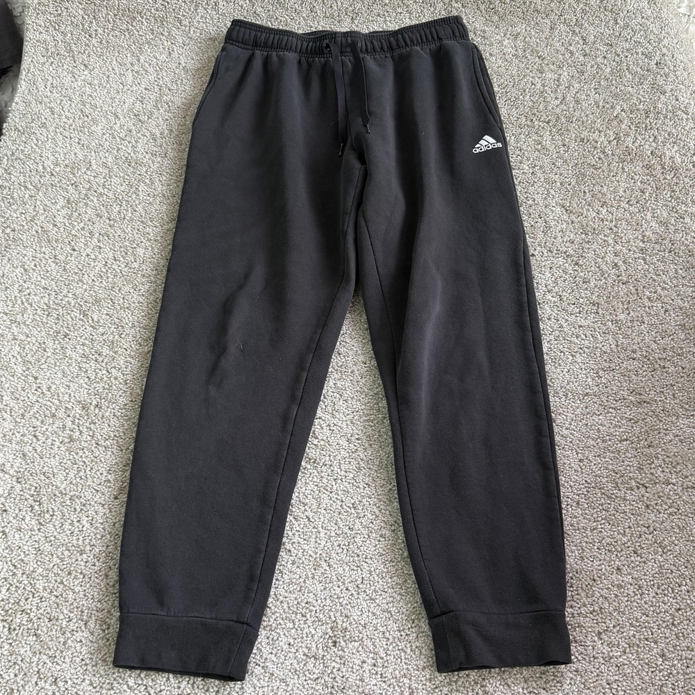 Adidas Golf Sweatpants Mens Med Black Fleece Elastic Waist Pockets Logo